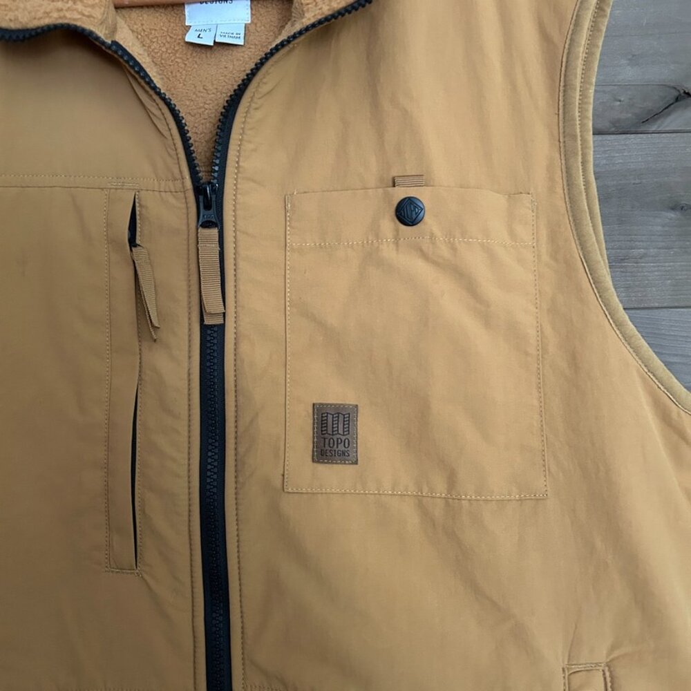 TOPO DESIGNS Subalpine Fleece Khaki Brown Vest ~ Size Large - Picture 3 of 6